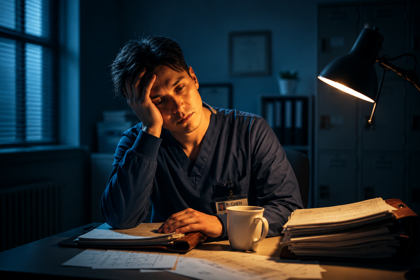 Night-shift worker during an overnight shift