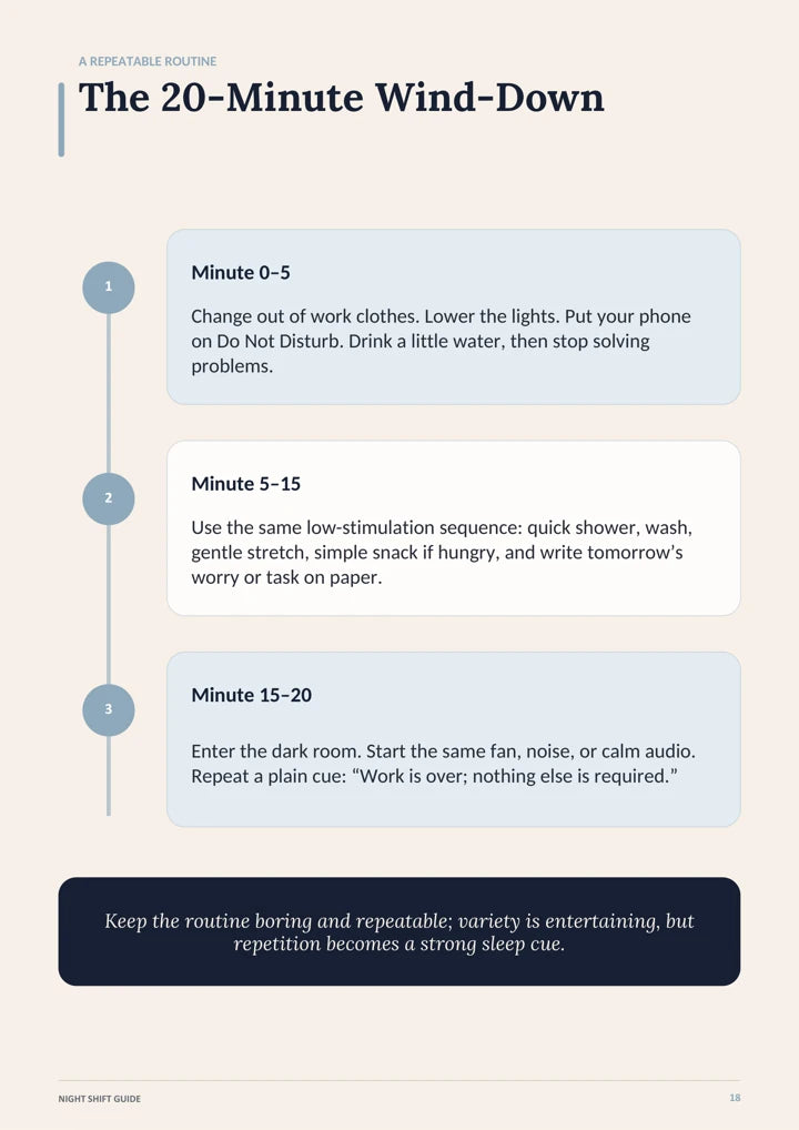Actual sleep page from the Night Shift Sleep Survival Guide